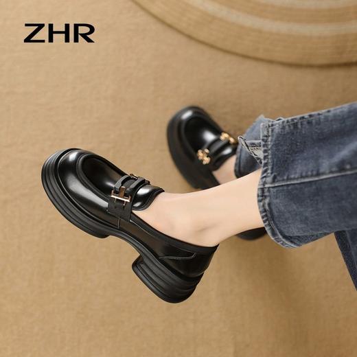 ZHR方形饰扣厚底鞋2023秋季新款ins百搭韩版学院风小皮鞋高颜值 商品图4