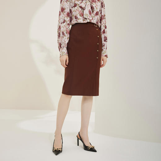 NG502斯尔丽瑟俪2023秋季新款修身侧开叉百搭款半身裙 商品图0