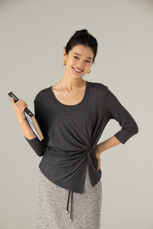 【爆款返场】噢蜜ooomeoo裸感玫瑰香腰部纽结T 商品图2