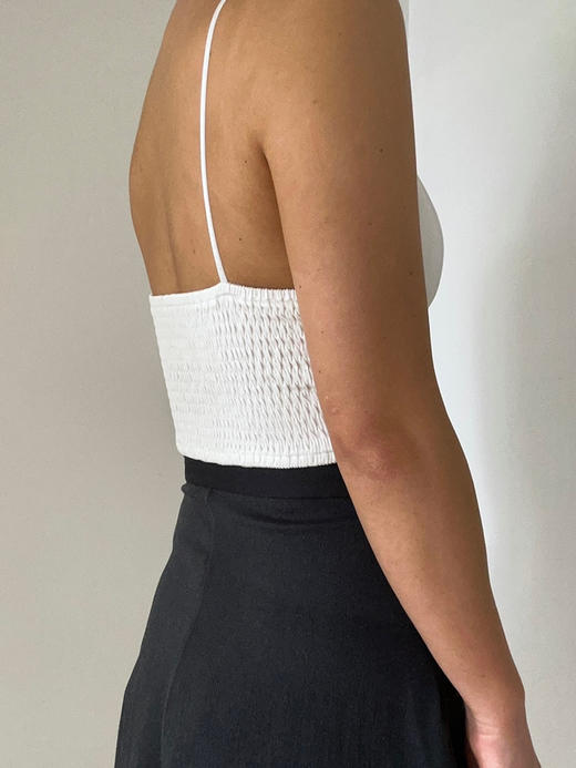 My Dearest｜1104TOWT   HEARTLINE ACETATE SHIRRED BRA TOP [ 吊带短上衣 黑 / 白 ] 商品图1