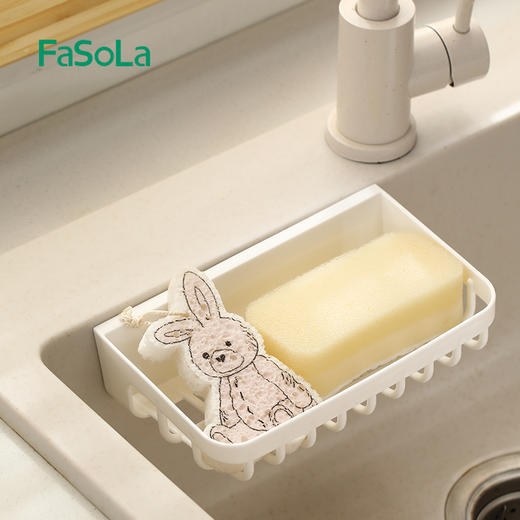 FaSoLa卫生间肥皂沥水收纳盒免打孔壁挂收纳篮家用水槽海绵沥水架 商品图9