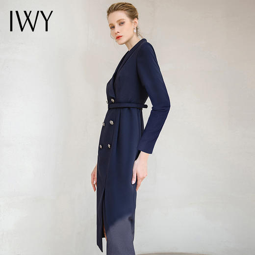 IWY/秋冬新款高端藏青色西装连衣裙女主持人正装工作服西装裙OL 233046Q1 商品图1