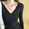 【v领显瘦打底衫】性感紧身长袖T恤  早秋设计感小众纯欲上衣内搭 商品缩略图4