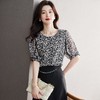 2023夏季新款雪纺衫五分袖衬衫女大码T恤圆领小衫5020 商品缩略图0