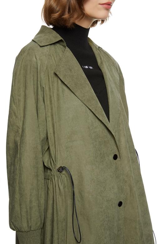 LNNNS 抽绳收腰军绿色长外套 7753 商品图3