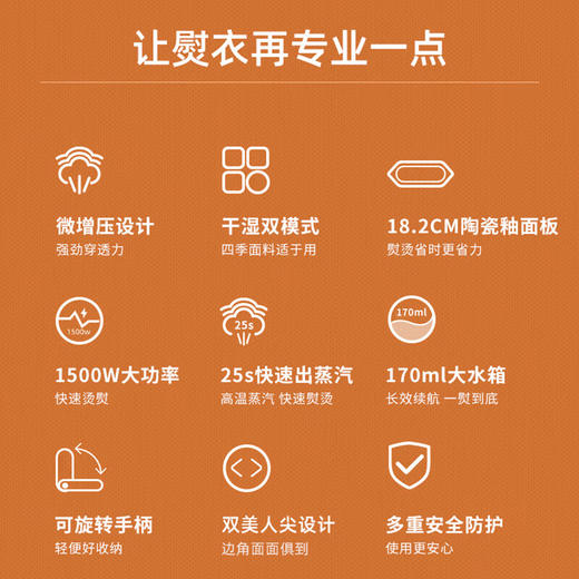 米技生活（MIJI）手持挂烫机电熨斗绵密蒸汽高温除菌 EL-P1508 时尚灰 商品图1