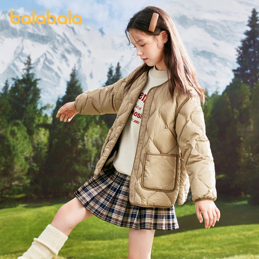 巴拉巴拉童装男童羽绒服新款秋冬季女中大童V领亲子百搭外套 商品图1