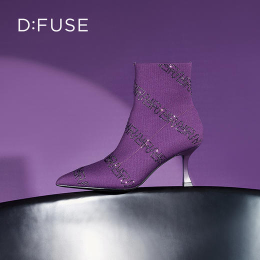Dfuse迪芙斯秋冬款尖头烫钻细高跟个性袜靴短靴DF34116078 商品图10