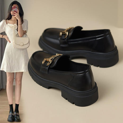 ZHR英伦风小皮鞋女夏季厚底乐福鞋2023新款黑色小皮鞋子女鞋 商品图6