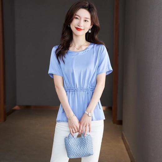 2023夏季新款雪纺衫短袖衬衫女宽松大码T恤圆领小衫5001 商品图3