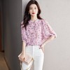 2023夏季新款雪纺衫五分袖衬衫女大码T恤圆领小衫5016 商品缩略图1