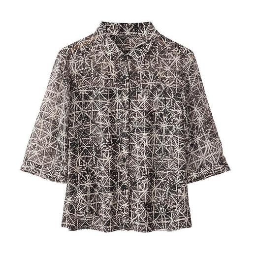 2023夏季新款雪纺衫中袖衬衫女大码T恤翻领小衫5013 商品图4