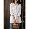 【现货7天】中长款白色长袖衬衫女2023秋季新款韩版收腰显瘦时尚百搭上衣 商品缩略图3