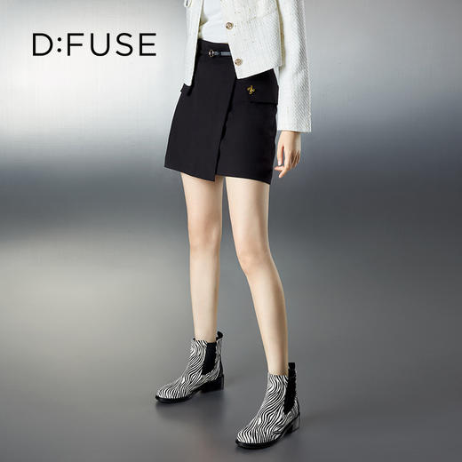 Dfuse迪芙斯冬季新款短靴女圆头经典斑马纹切尔西短靴DF34116110 商品图1