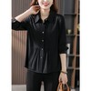【现货7天】黑色设计感褶皱衬衫女2023夏季新款韩版显瘦简约气质长袖上衣 商品缩略图2