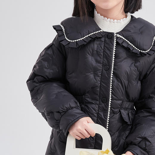 笛莎女童羽绒服2023冬季新款优雅花瓣翻领轻薄羽绒服  商品图3