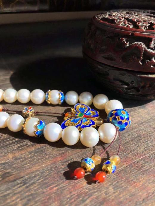 菊斋良品精致好物十八子压襟白珍珠景泰蓝 商品图2