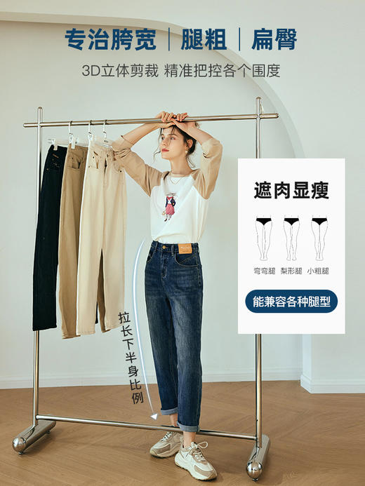 OLrain欧芮儿法式直筒牛仔裤女秋季2023年新款高腰显瘦九分老爹裤 商品图3