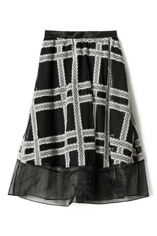 SUMMER & SAGE 黑白格纹高腰半身裙 3356 商品图5