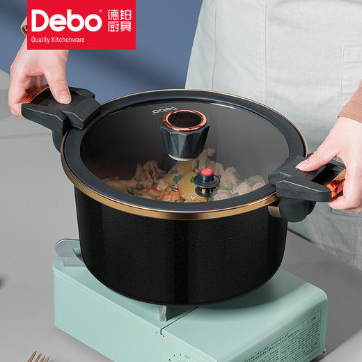 Debo德铂嘉尼特珐琅显温定时微压锅家用汤锅不粘锅 商品图2