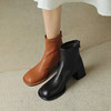 纯色百搭，软肤水晶头层羊皮粗跟后拉链短靴YS-3299 商品缩略图0