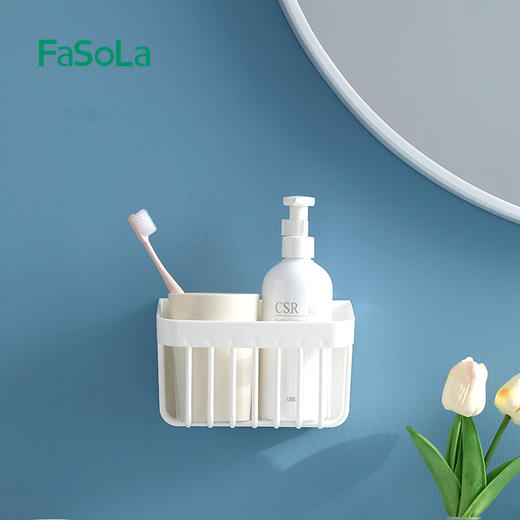 FaSoLa卫生间肥皂沥水收纳盒免打孔壁挂收纳篮家用水槽海绵沥水架 商品图6