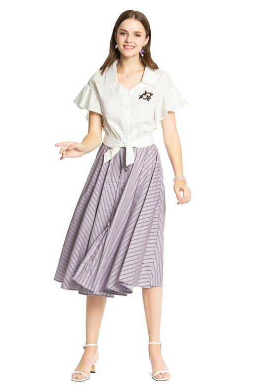 SUMMER & SAGE 紫色条纹半身裙 3420 商品图1