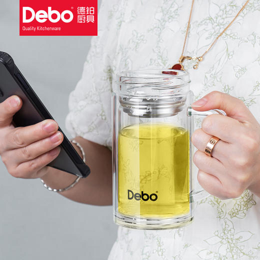 Debo德铂帕斯卡玻璃杯办公杯耐热带过滤水杯 商品图5