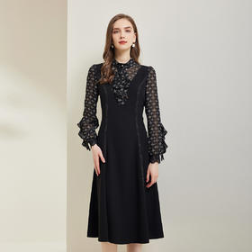 NG821斯尔丽瑟俪2023秋上新假两件式浪漫荷叶领连衣裙