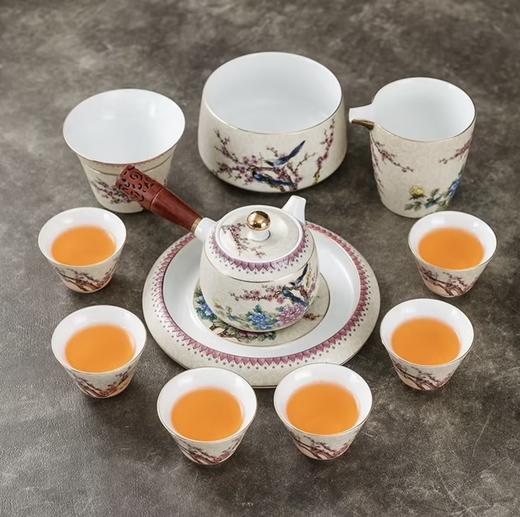 成艺陶瓷掐丝牡丹珐琅彩盖碗侧把壶功夫茶具套装家用办公送礼高档 商品图1