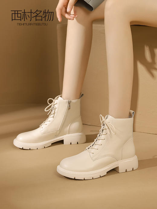 西村名物2023秋季新款英伦风ins百搭系带马丁靴T23DS44141 商品图2