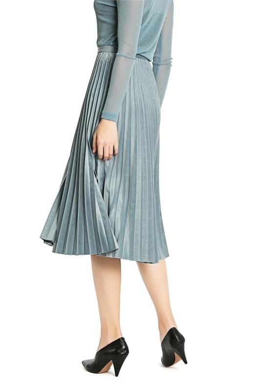 AVA 蓝色高腰百褶裙 3889 商品图3