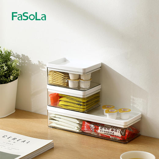 FaSoLa桌面收纳盒化妆品透明盒带盖整理储物盒办公书桌杂物置物架 商品图1