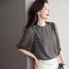 2023夏季新款雪纺衫灯笼袖衬衫女大码T恤圆领小衫5008 商品缩略图1