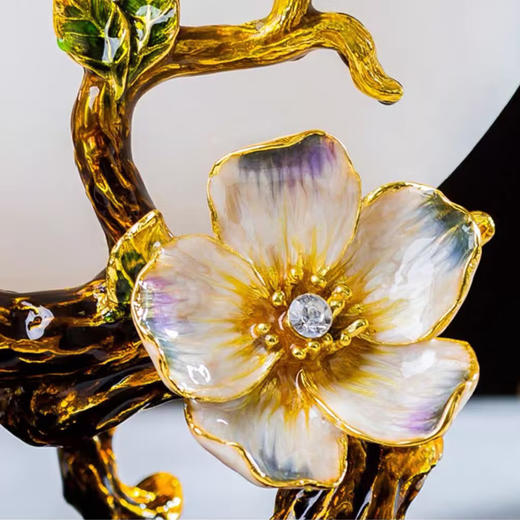 佛罗端斯-创意珐琅彩天然玉石迎春平安扣摆件客厅玄关乔迁礼品R0-8216佛罗端斯迎春平安扣 商品图2