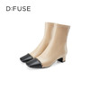 Dfuse迪芙斯秋冬新款方头小香风弹力短靴瘦瘦靴女DF34116277 商品缩略图2