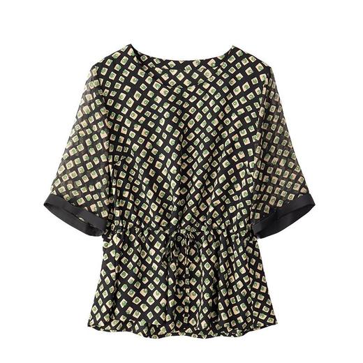 2023夏季新款雪纺衫五分袖衬衫女大码T恤圆领小衫5026 商品图4