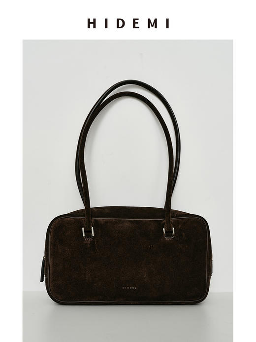 HIDEMI 麂皮波士顿两用包 可手提可腋下肩背 棕色/黑色/深咖色 商品图3