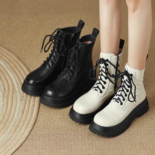 英伦风厚底，系带短靴黑色女靴DTN-XB79-2 商品图0