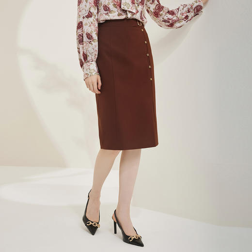 NG502斯尔丽瑟俪2023秋季新款修身侧开叉百搭款半身裙 商品图2