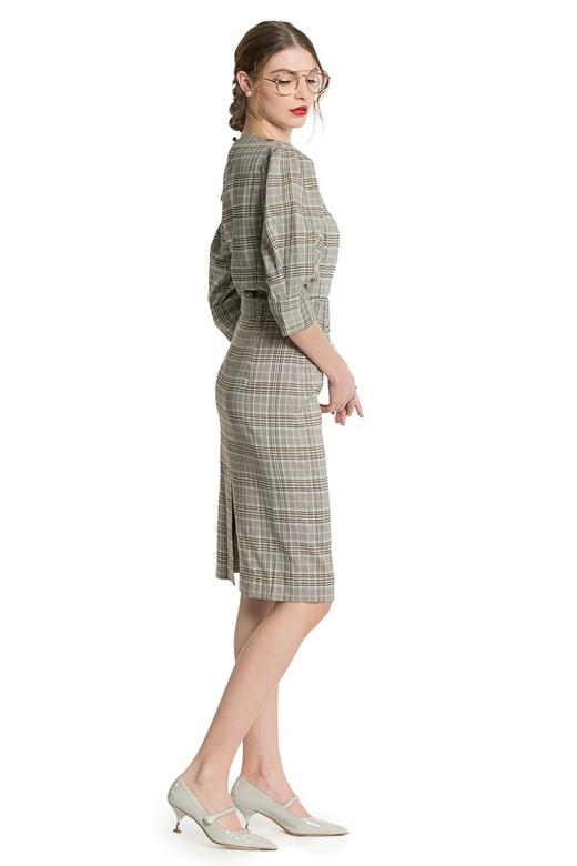 AVA 复古格纹束腰套装 3457 商品图2