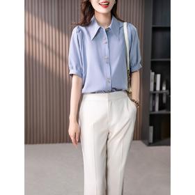 【现货7天】气质衬衫女2023夏季新款韩版设计感灯笼袖休闲职业宽松衬衣