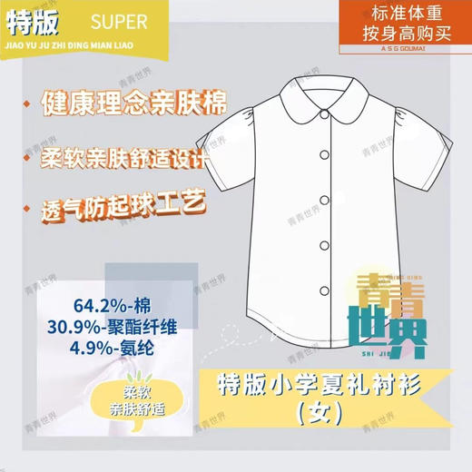 深圳校服小学生夏季礼服(男款)(女款)套装 青青世界特版 商品图3