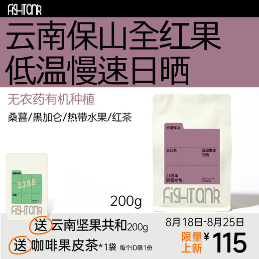 【11周年限量发售】云南保山无农药全红果低温慢速日晒 手冲咖啡豆  商品图0
