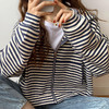 【条纹连帽短款外套】秋冬新款韩版宽松外套   拉链条纹长袖上衣潮 商品缩略图2
