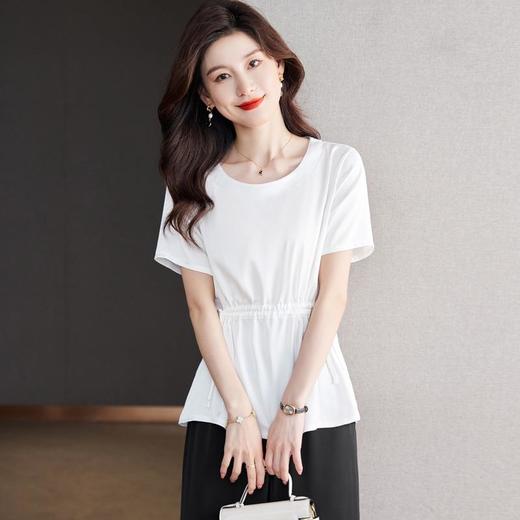 2023夏季新款雪纺衫短袖衬衫女宽松大码T恤圆领小衫5001 商品图2