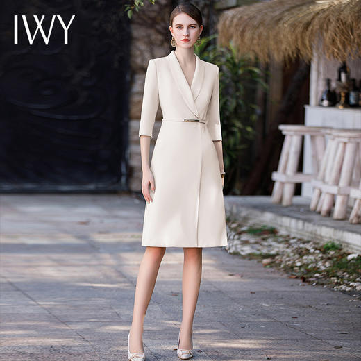 IWY/新款 米白色西装连衣裙女春秋A型Q771 商品图0