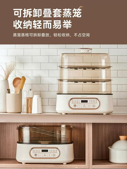 摩动电蒸锅家用蒸炖煮一体小型多功能蒸汽锅大容量三层多层电蒸箱 商品图3