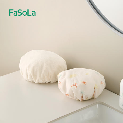 FaSoLa 双层浴帽女防水洗澡家用沐浴帽防湿头发套干湿两用干发帽 商品图11