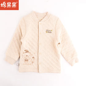 棉果果秋冬新品新疆彩棉空气层保暖对开上衣T恤M401141622122